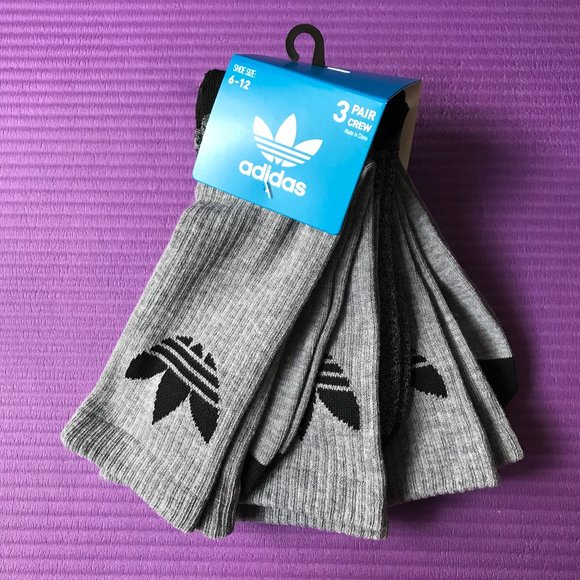 adidas Other - 3 Pairs Adidas Men's Trefoil Logo Crew Socks Gray